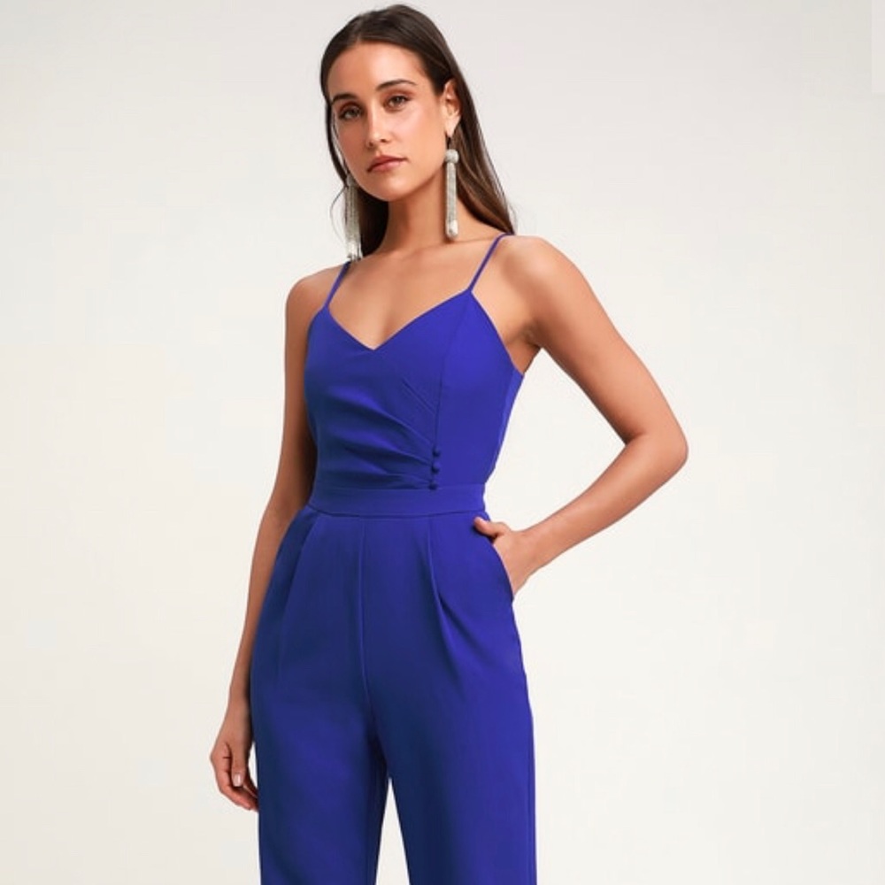 NWT Adelyn Rae Royal Blue Pleated Jumpsuit